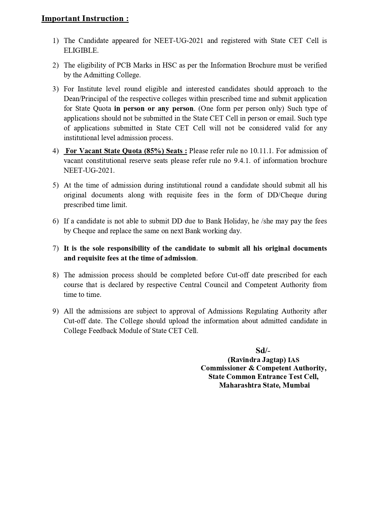Institutional Level Round Process for AY 2021-22